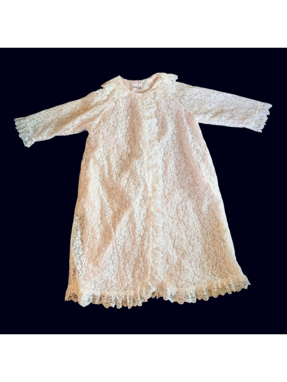 Vintage Lounge Craft Romantic Coquette Floral Lace Overlay Robe Peignoir